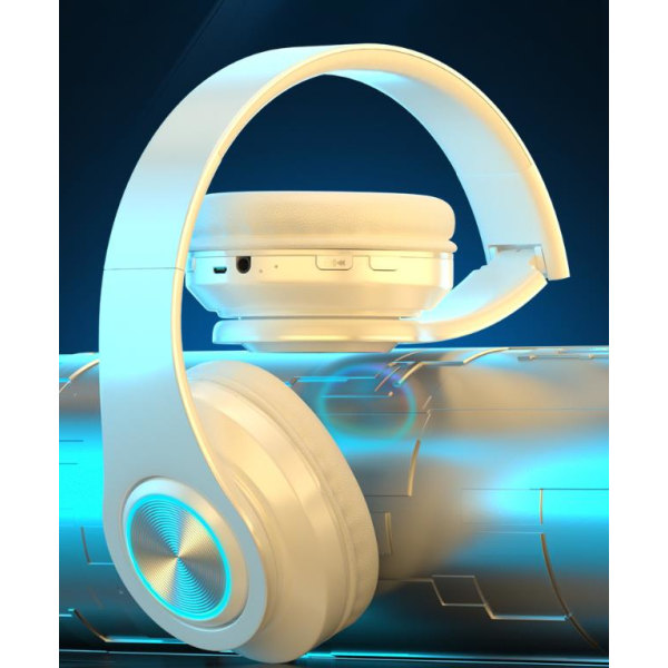 Oplyste Bluetooth Headset Over-Ear Subwoofer trådløse sportshovedtelefoner white