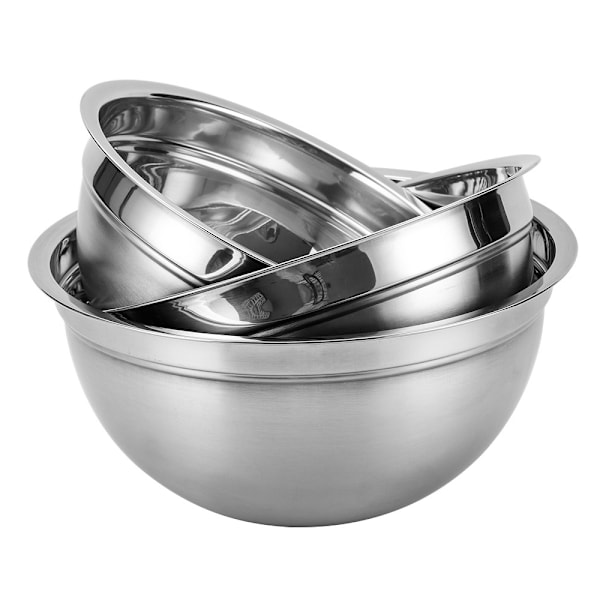 RUSTFRI STÅL Skålsæt med 3 Salatskåle med Låg, Stabelbare fo