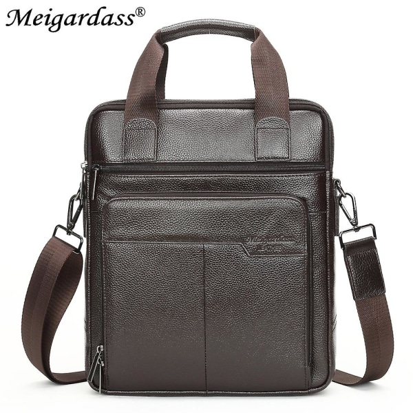 Meigardass ægte læder business attaché til mænd, kontorhåndtasker, laptop computertaske, herretaske, skuldertaske, crossbody-tasker