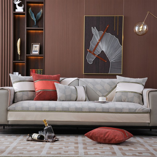 Halkfri soffdyna i färgblock i modern minimalistisk stil Grå 45*45cm