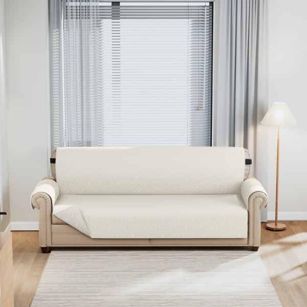 Vattentätt och halkfritt soffskydd med elastiska band Tvättbart soffskydd Vit Hölje till enkel soffa