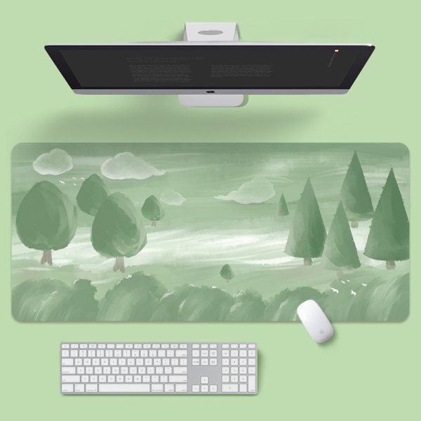 Överdimensionerad musmatta med tecknad natur Laptop Locked Edge Soft Pad Grön skog 900*400*2mm