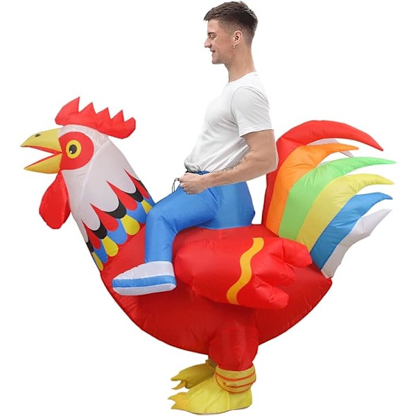 Puhallettava asu, puhallettava kananpuku juhliin, Halloweeniin, jouluun, cosplayhin, aikuisten koko F&Q adult adult rainbow