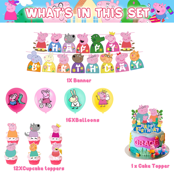 REMAKE Peppa Pig-tema ballonger for en vellykket bursdagsfest