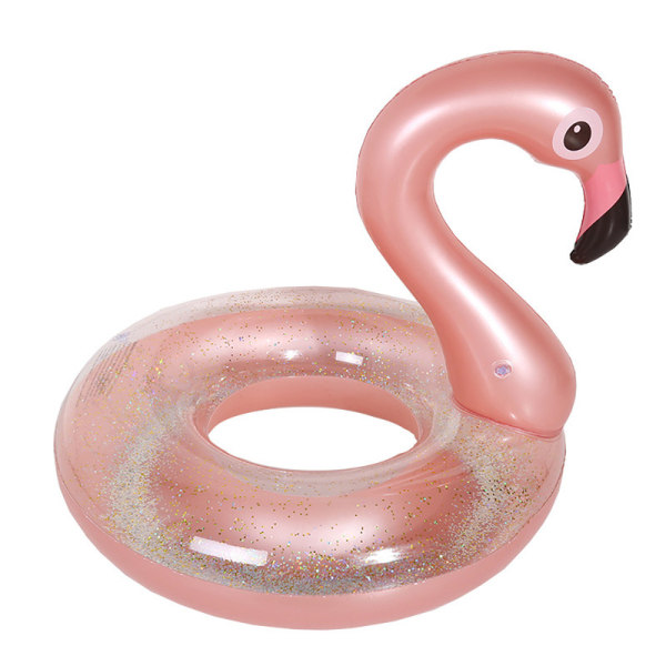 Flamingo paljetteja istuttava vaaleanpunainen uimarengas paksunnettu ympäristö