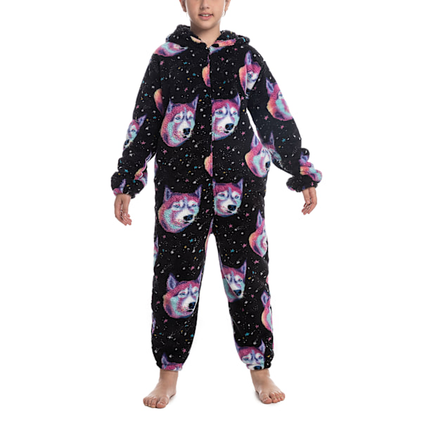 Barn Onesie Pyjamas Sött Mönster Tryck Dragkedja Unisex Huva Fluffig för Vinter Höst Typ 1