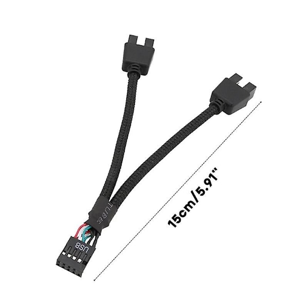 1 stk datamaskin hovedkort USB forlengelseskabel 9 pin 1 hunn til 2 hann Y splitter lyd HD forlengelseskabel for PC DIY