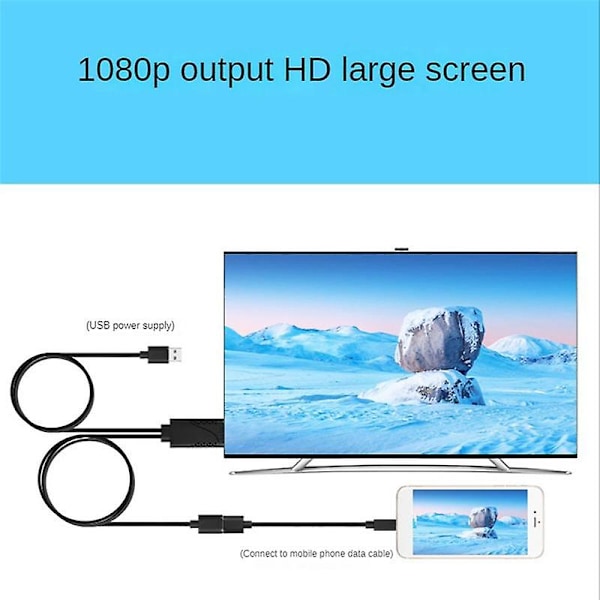 2 i 1 USB-hunn til -kompatibel hann HDTV-adapterkabel 1080P digital AV HD TV-projektor-skjermkonverter