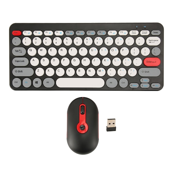 Wireless Keyboard Mouse Set Stylish Slim Round Keycaps Mute Ergonomic 2.4G Keyboard Mouse Combo for Desktop PC Computer Black