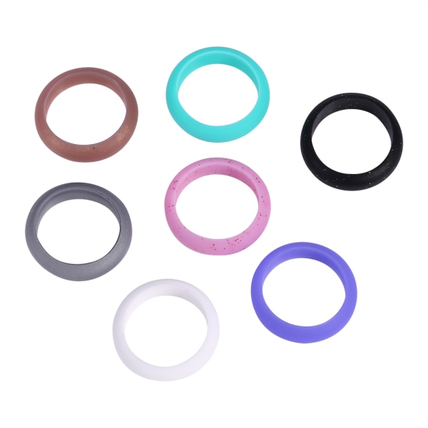 7Pcs Colors Women Silicone Wedding Ring Set Outdoor Workout Flexible Band #5