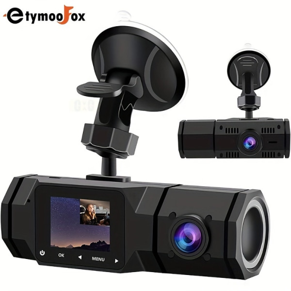 Dobbel dashbordkamera, FHD 1080P front og interiør dobbel dashbordkamera IR nattsyn dashcam