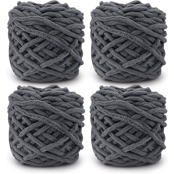 Stickgarn 4x Stickgarn för Virkning, Mjukt Chunky Garn för Garnprojekt dark gray