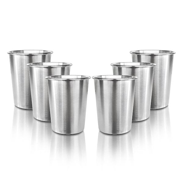 6 Pack 8 Oz Stainless Steel Kids Cups, Children's Pint Cups, Stackable Durable Metal Cups, Shatterproof Drinking Glasses