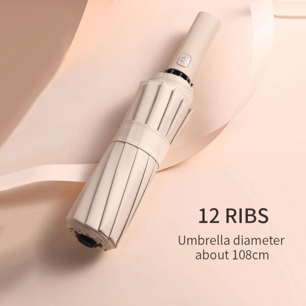 Xiaomi 12 Bone Solid farve Automatisk paraply Lys Sammenklappelig Stor størrelse solsejl UV-beskyttelse black