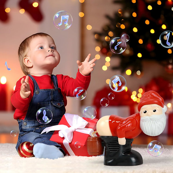 Automaattinen pieru-kuplakonemalli, kuplapuhallin Santa Claus -lelu, hauska Santa automaattinen pieru-kuplakonemalli musiikilla ja vilkkuvilla valoilla, kupla