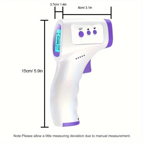 1 st Digital termometer för pannan, beröringsfri infraröd medicinsk termometer, verktyg för kroppstemperaturmätning, för spädbarn och vuxna, utan batteri