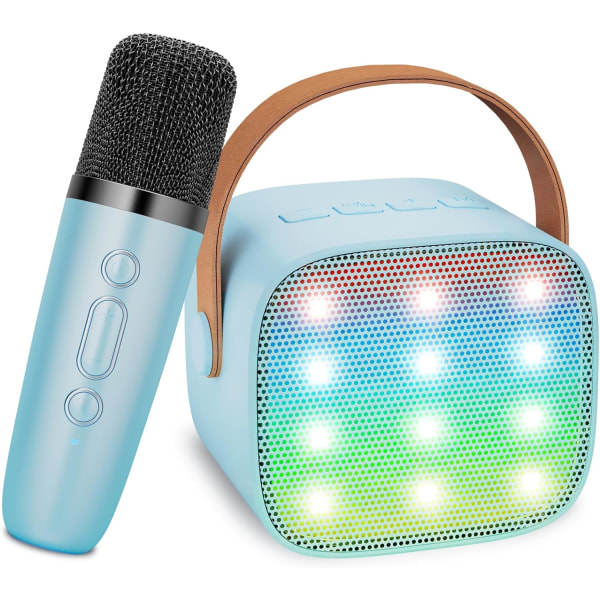Bluetooth-karaoke lapsille, jossa 1 mikrofoni, kannettava Bluetooth-kaiutin LED-valoilla, lahja lapsille