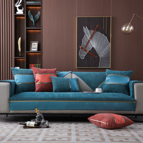 Halkfri soffdyna i färgblock i modern minimalistisk stil Grön 110*240cm