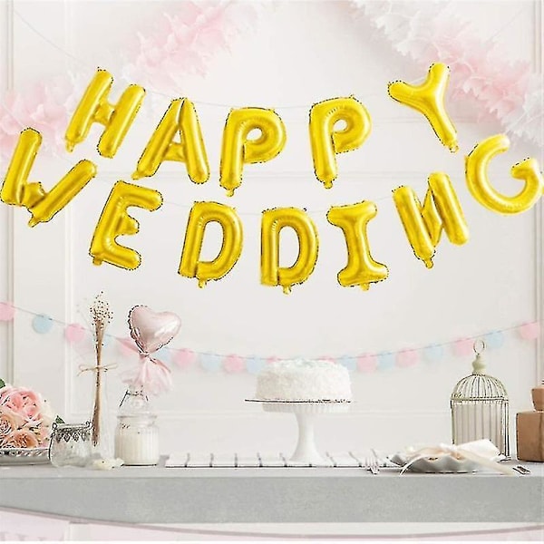 Bryllupsdekorasjon Ballong Belon Happy Wedding Aluminiumfolie Ballong 16 Tommer