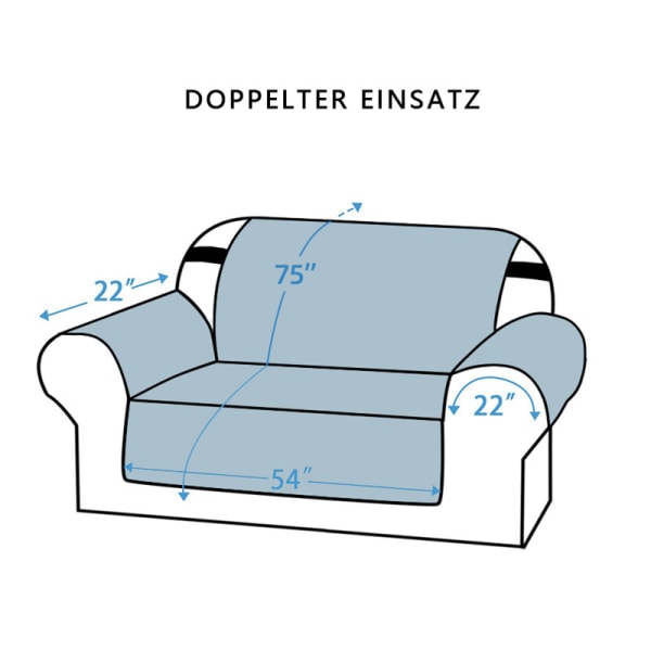 Vattentätt och halkfritt soffskydd med elastiska bändi Tvättbart soffskydd Svart Dubbel XL-soffskydd