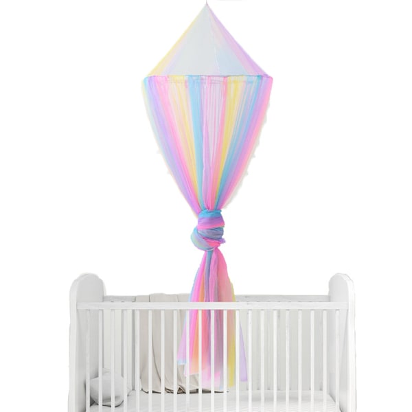 1 stk. Dome Baby Myggenet Gratis installation Børn Sød og smuk sengehimmel (Rainbow Colo) -AD10--O-