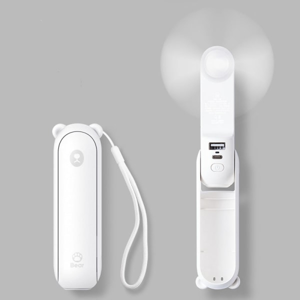 Pocket Fan, Portable Mini Fan, USB Uppladdningsbart batteri white