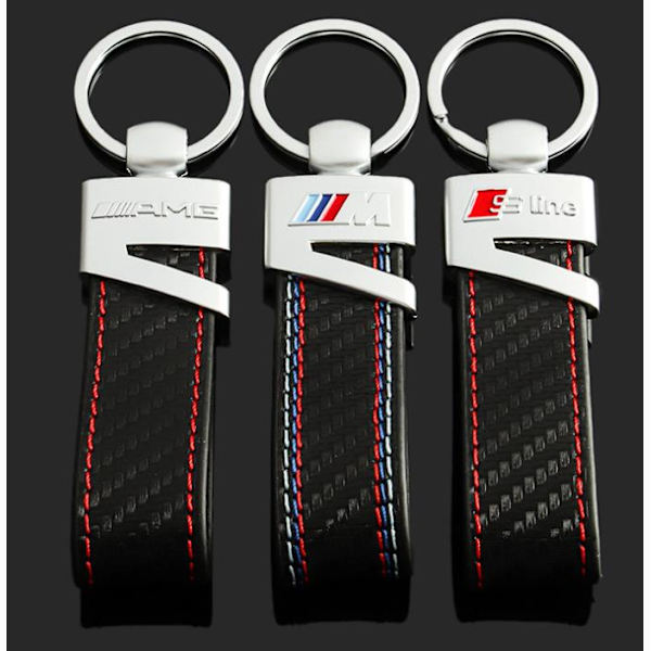 Audi sLine logo nøglering i ægte kulfiberlæder-AD10--O-