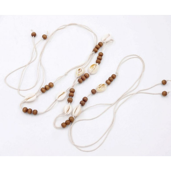 Perlebesat dekorativt bælte i bohemestil til kvinder elastisk bånd etnisk flettet bælte tyndt bælte farverig talje