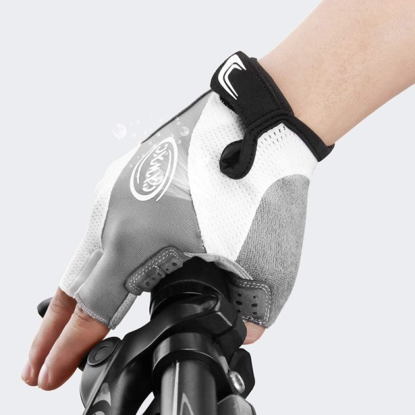 Cykelhandskar män halvfinger med gelvaddering for støddämpning MTB-handskar Grå XL
