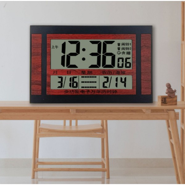 Digitalt skrivebordsur med termometer og kalender LCD sølv sort lCD HD digitalt display multifunktionselektronisk ur