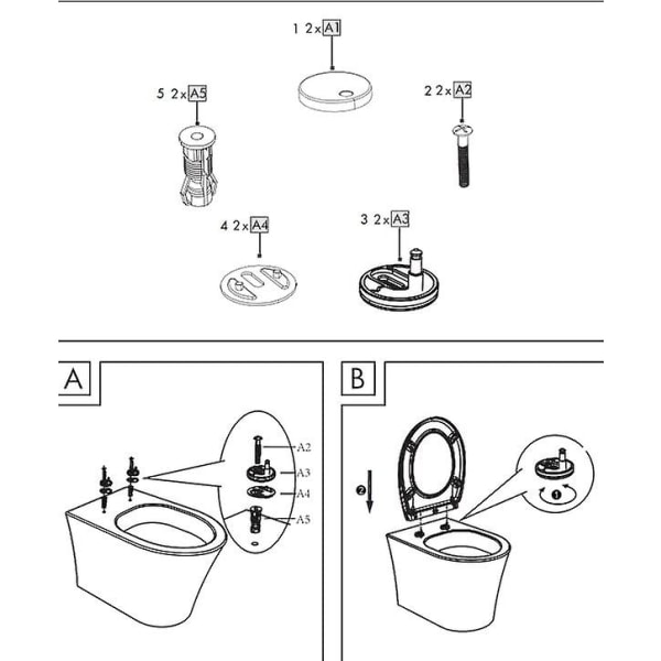 4 Toilet Sæde Ekspansionsskruer. Fastgørelsesskruer Og Dyvler Til Toiletsædet. Toilet Tilbehør. Fastgørelse Af Toilettet. Fastgørelse Af Toiletlåget