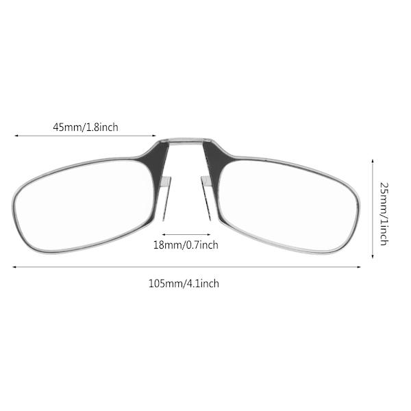 Unisex Ultra Thin Light 1.0-3.0 Big Nose Clip Læsebrille Presbyopi Briller Mini Størrelse 2.0