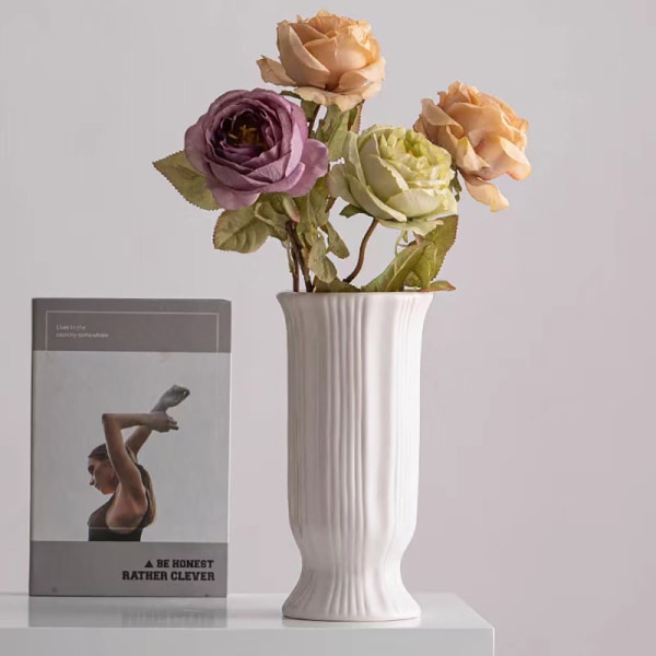 Vas design för blommor handgjorda, vit 12*12*25.3cm
