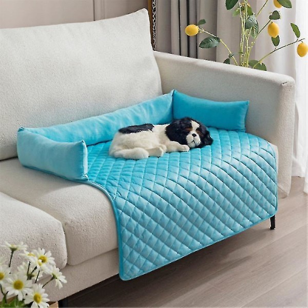Velvet Medium Pet Couch Sofa Bed, Slip Resistant, Waterproof, With 3-sides Cushions, Couch Protector
