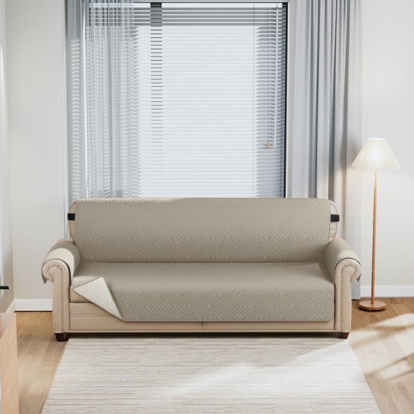 Vanntett og sklisikkert sofaovertrekk med elastiske bånd Vaskbart sofaovertrekk kaki Recliner XL Sofa Cover