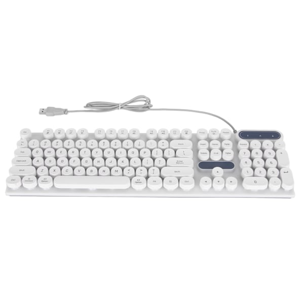 Gaming Keyboard USB Round 104 Keys Breathing Backlit Ergonomic Waterproof Wired Keyboard for Desktop Laptop PC Punk White