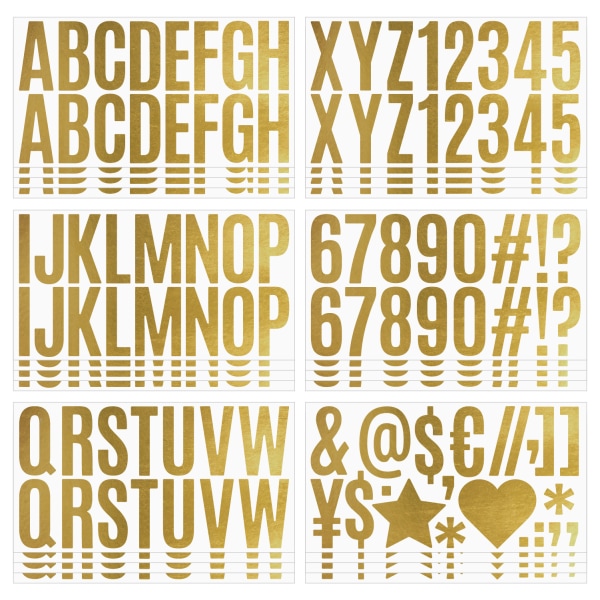 12st Självhäftande bokstäver klistermärken guld med siffror klistermärken vinyl självhäftande bokstäver klistermärken för