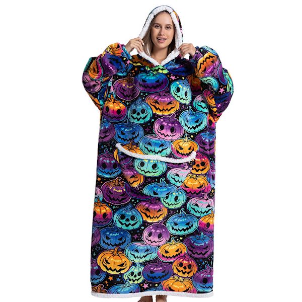 Oversize Huppari Collegepaita Naiset Talvi Hupparit Fleece Jättimäinen TV-peitto Hihoilla Pumpkin