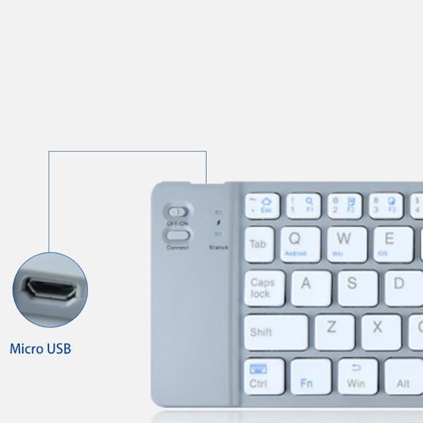 Mini langaton näppäimistö, taitettava Bluetooth 3.0, ultraohut, ladattava näppäimistö, yhteensopiva iOS-, Android- ja Windows-käyttöjärjestelmien kanssa