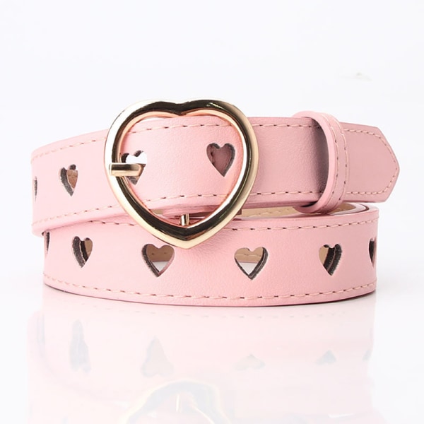 Kärlekshjärtformad bälte för kvinnor med metallspänne (olika färger) (1 stycke) (syntetiskt läder)