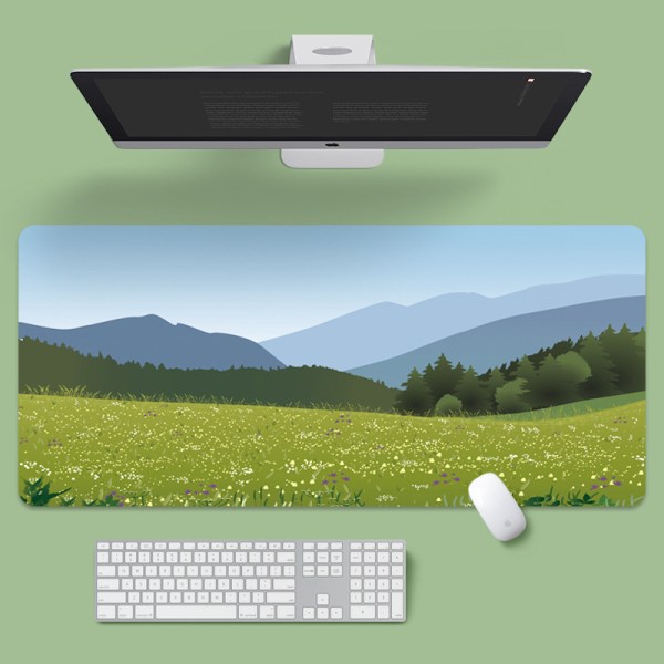 Överdimensionerad musmatta med tecknad natur Laptop Locked Edge Soft Pad Grön äng 800*300*2mm