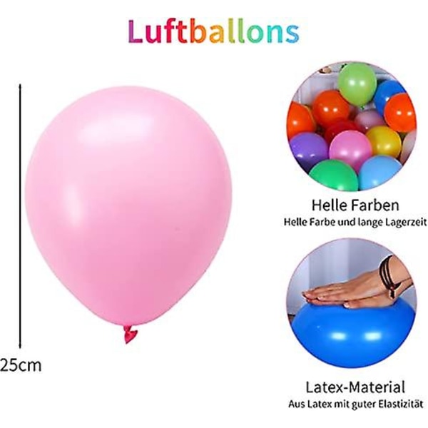 100 stk. Balloner 12 Farver Latex Ballon Farverig Til Ballonbue Fødselsdagsfest Bryllupsdekoration