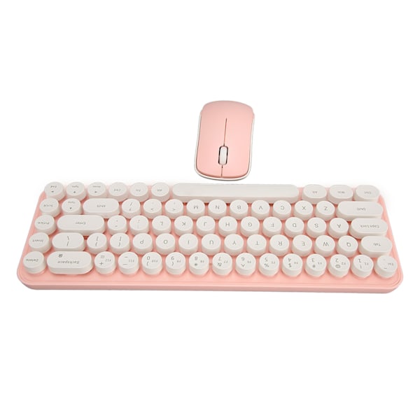 Langaton näppäimistö ja hiiri -yhdistelmä, Mini Portable Retro Silent 2.4G Wireless 68 Keys Office Keyboard Mouse Set White Pink