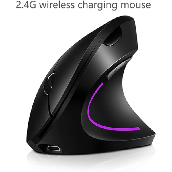 2.4G langaton pystysuora hiiri ladattava ergonominen hiiri 3 säädettävää DPI-tasoa RGB-virtausvalo