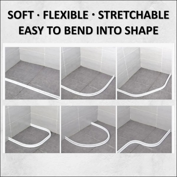 Enkel installation - Silikon Duschbarriär Vattenstoppare Retentionslist Våt Torr Separation Blocker vit-YL- white 100CM