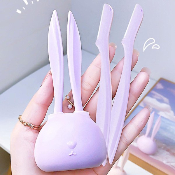 1 låda med 2 ögonbrynshyvlar för kvinnor Multi-Purpose Cute Bunny Eyebrow Trimmer Pink