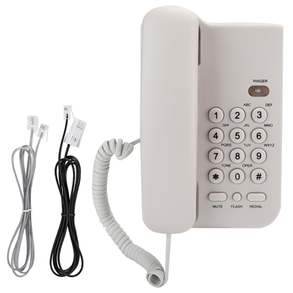 KX T3026CID Telefon på engelska för hotellhemmakontor (telefonledning med slumpmässig färg) (vit)