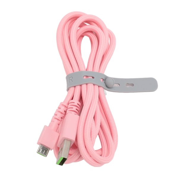 Ladekabel for Naga Pro Mus Micro USB 5.9ft Lang Antiwear Nylon Metall Mus Laderledning for Utskifting Rosa