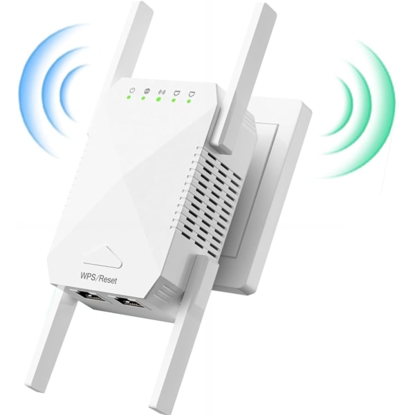 WiFi-repeater, 1200Mps Dual Band2.4G/5g WiFi-forsterker, WiFi-signalforsterker, 4 antenner, 2 LAN-porter, WiFi-forsterker