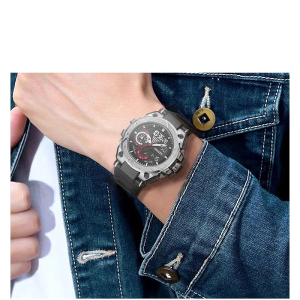 Herrearmbåndsur, digitalt armbåndsur, lysende digitalt armbåndsur, 50M vandtæt